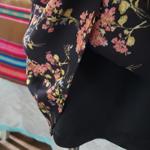 Black Floral Black and Orange Hue Dress - Picture 8 of 8